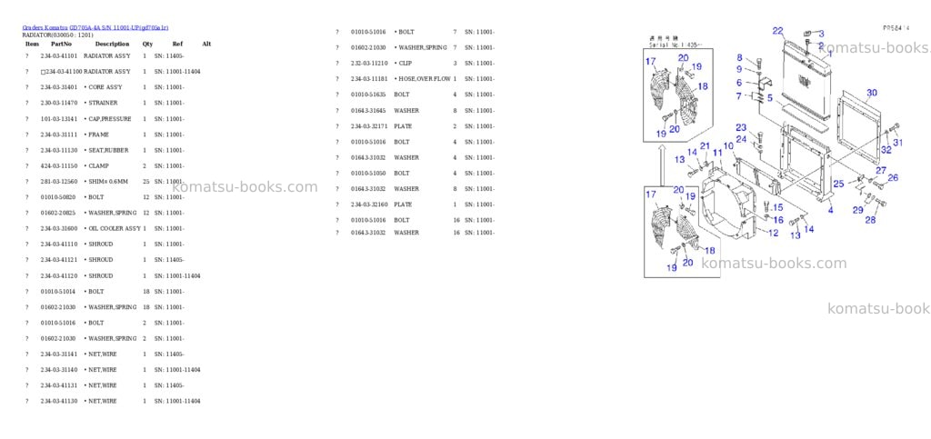 Komatsu gd705a-4a s/n 11001-up Parts catalog cover Page 4
