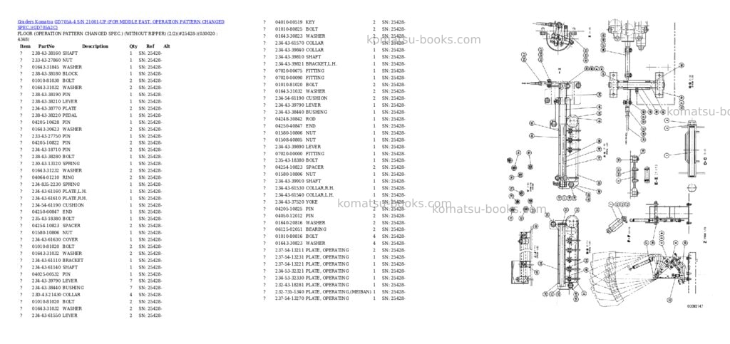 Komatsu GD705A-4 S/N 21001-UP (FOR MIDDLE EAST. OPERATION PATTERN CHANGED SPEC.) Parts catalog cover