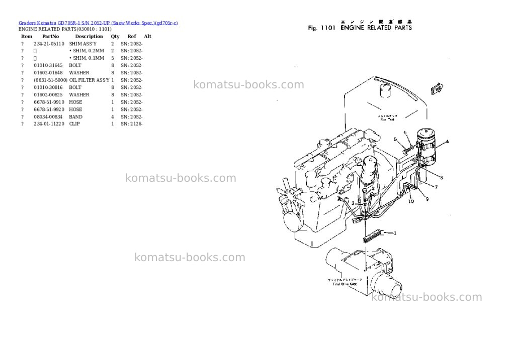 Komatsu GD705R-1 S/N 2052-UP (Snow Works Spec.) Parts catalog cover