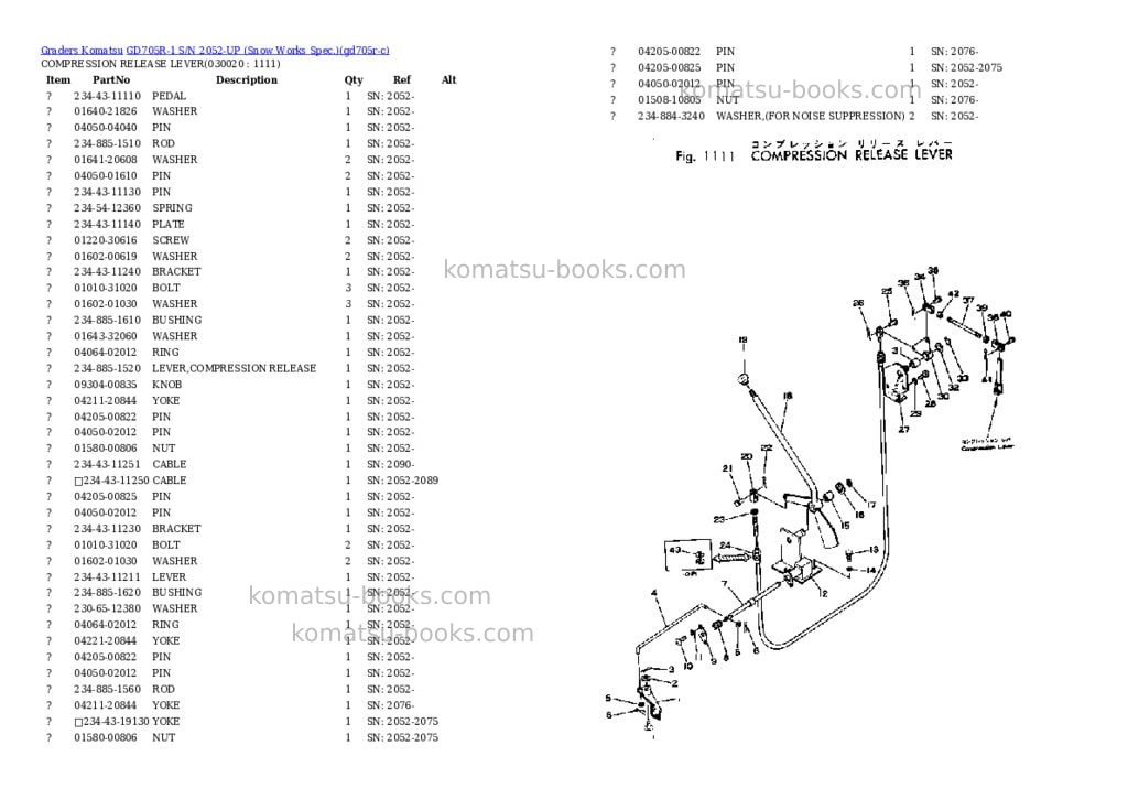 Komatsu GD705R-1 S/N 2052-UP (Snow Works Spec.) Parts catalog cover Page 2