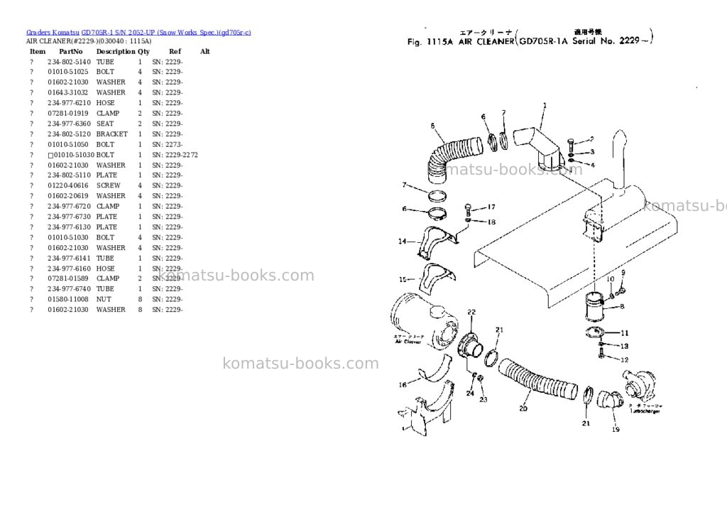 Komatsu GD705R-1 S/N 2052-UP (Snow Works Spec.) Parts catalog cover Page 4