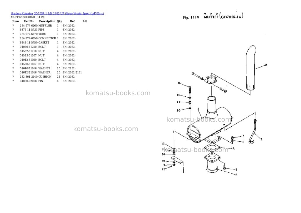Komatsu GD705R-1 S/N 2052-UP (Snow Works Spec.) Parts catalog cover Page 7