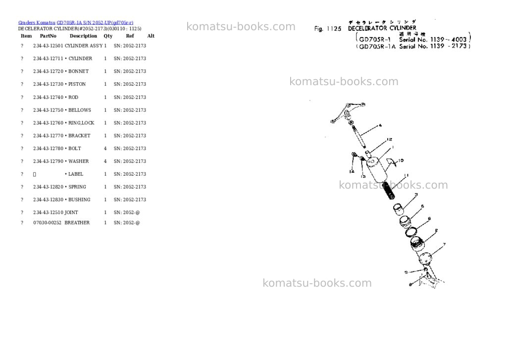 Komatsu gd705r-1a s/n 2052-up Parts catalog cover Page 10