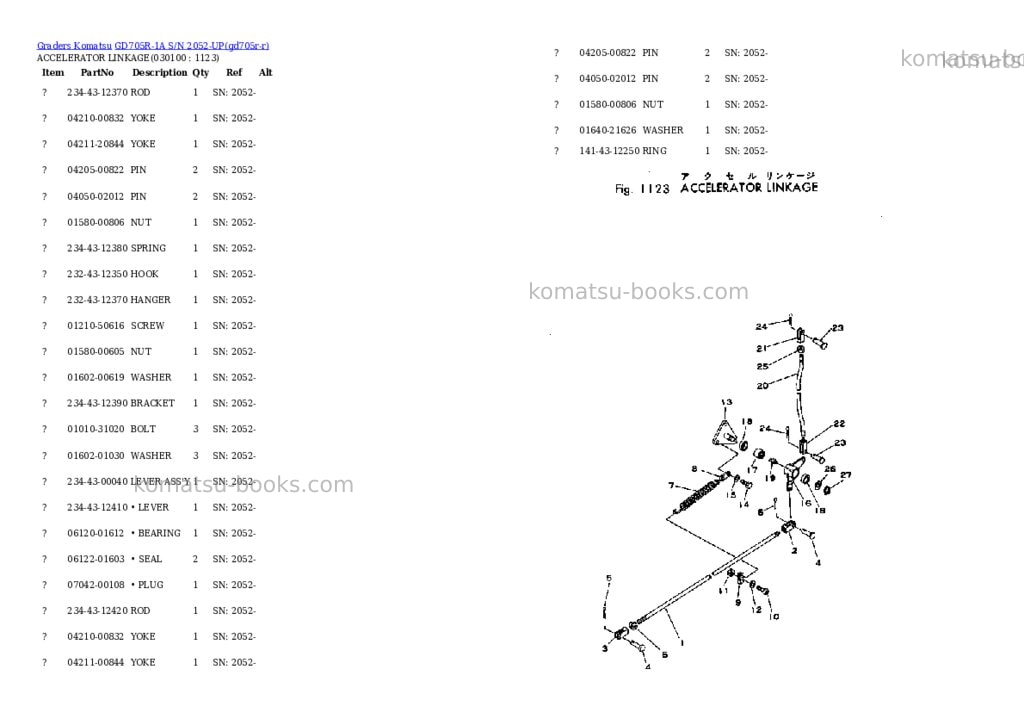 Komatsu gd705r-1a s/n 2052-up Parts catalog cover Page 9