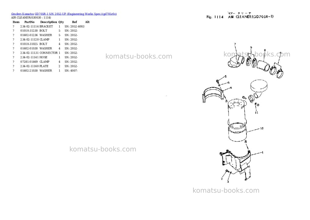 Komatsu GD705R-1 S/N 2052-UP (Engineering Works Spec.) Parts catalog cover Page 2