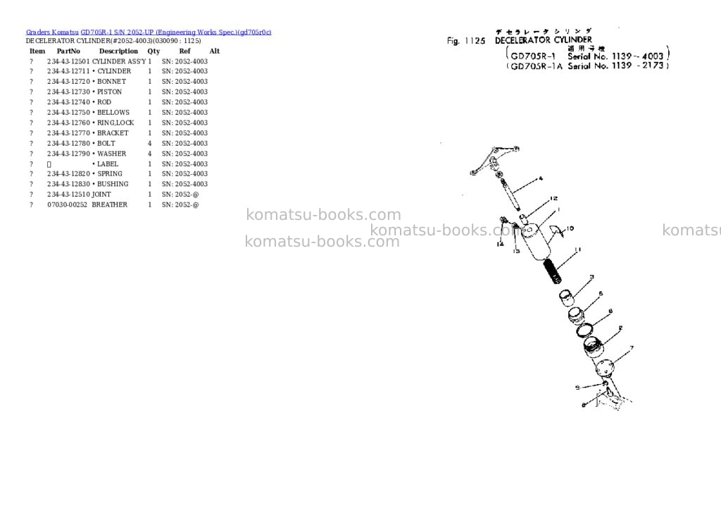 Komatsu GD705R-1 S/N 2052-UP (Engineering Works Spec.) Parts catalog cover Page 8
