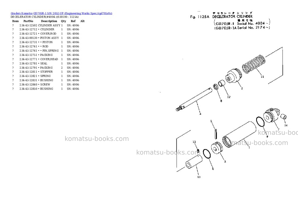 Komatsu GD705R-1 S/N 2052-UP (Engineering Works Spec.) Parts catalog cover Page 9
