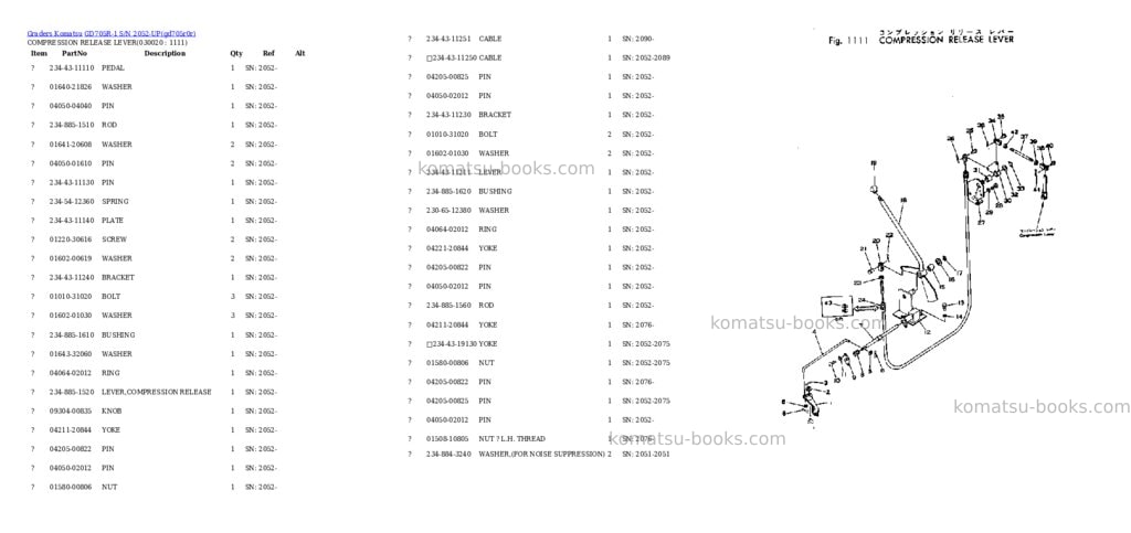 Komatsu gd705r-1 s/n 2052-up Parts catalog cover