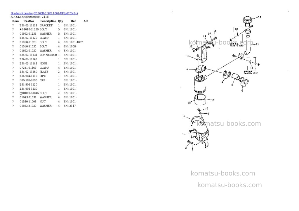Komatsu gd705r-2 s/n 1001-up Parts catalog cover Page 2 Komatsu gd705r-2 s/n 1001-up Parts catalog cover Page 2
