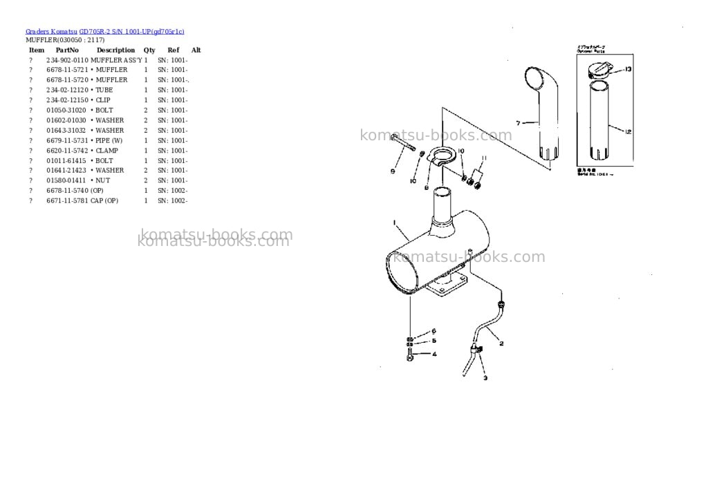 Komatsu gd705r-2 s/n 1001-up Parts catalog cover Page 4 Komatsu gd705r-2 s/n 1001-up Parts catalog cover Page 4