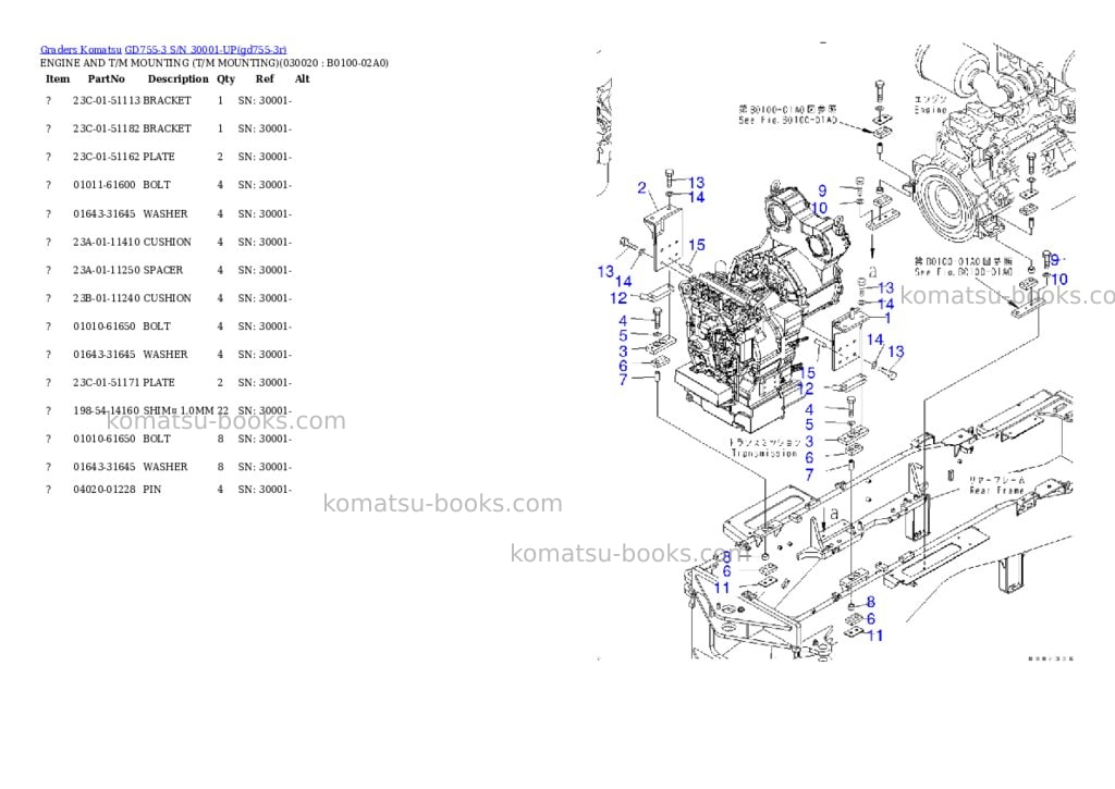 Komatsu gd755-3 s/n 30001-up Parts catalog cover Komatsu gd755-3 s/n 30001-up Parts catalog cover
