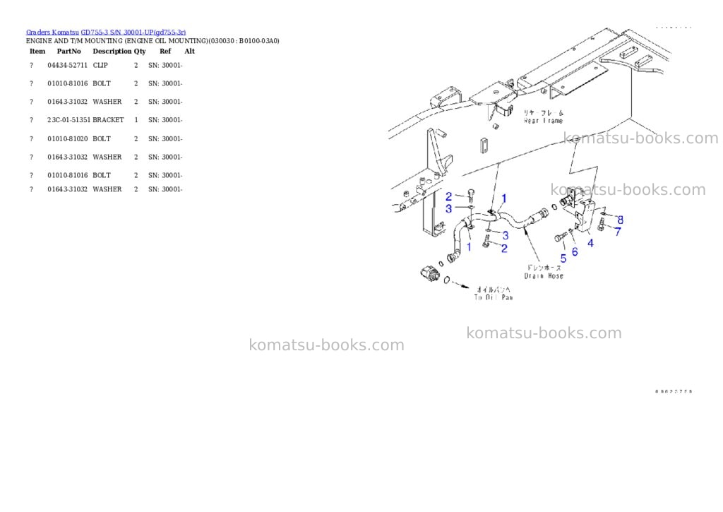 Komatsu gd755-3 s/n 30001-up Parts catalog cover Page 2 Komatsu gd755-3 s/n 30001-up Parts catalog cover Page 2