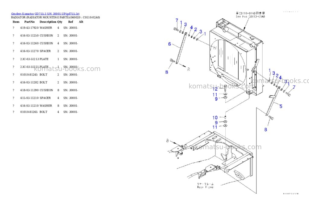 Komatsu gd755-3 s/n 30001-up Parts catalog cover Page 6 Komatsu gd755-3 s/n 30001-up Parts catalog cover Page 6