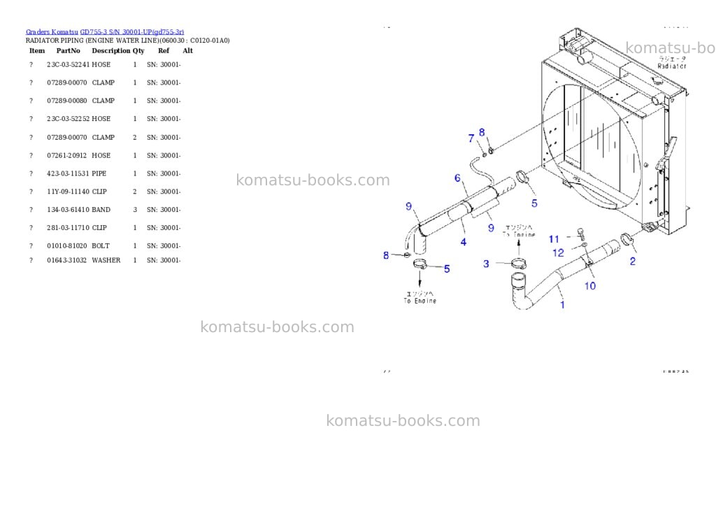Komatsu gd755-3 s/n 30001-up Parts catalog cover Page 7 Komatsu gd755-3 s/n 30001-up Parts catalog cover Page 7