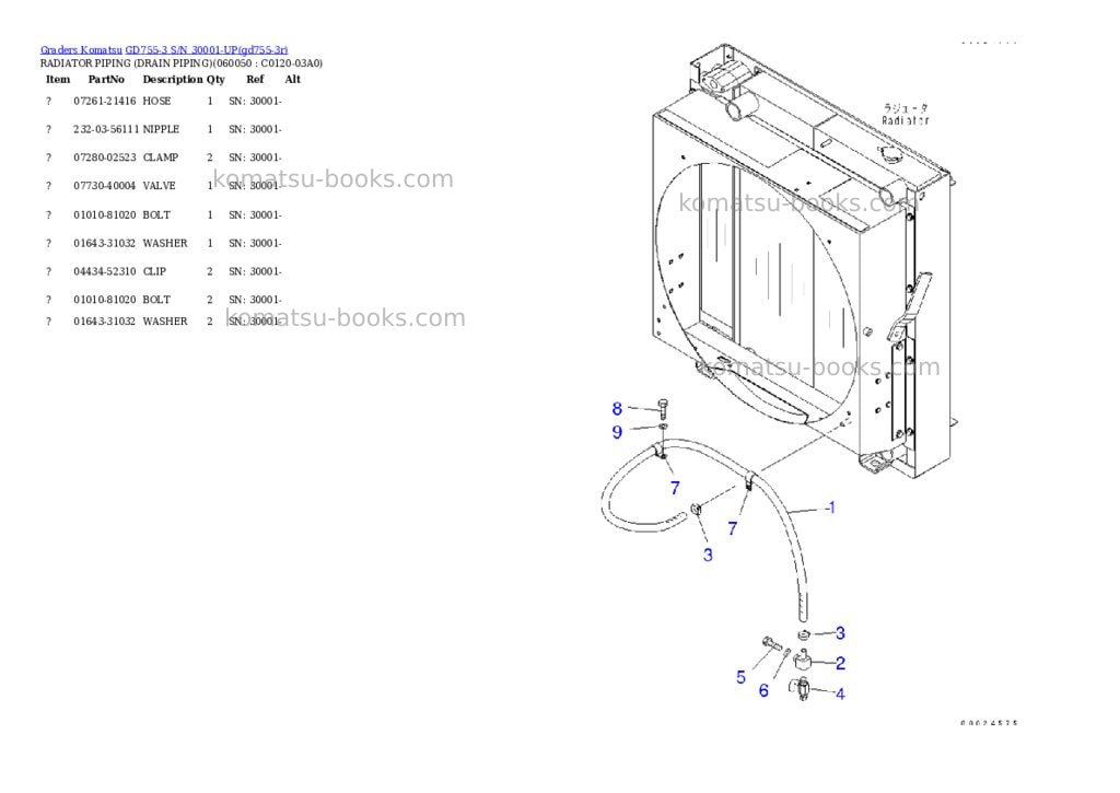 Komatsu gd755-3 s/n 30001-up Parts catalog cover Page 9 Komatsu gd755-3 s/n 30001-up Parts catalog cover Page 9