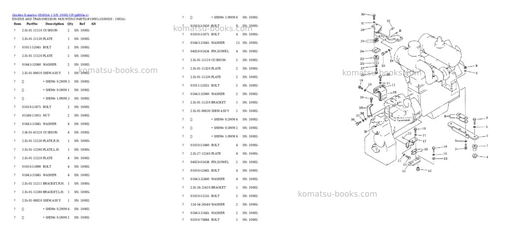Komatsu gd805a-1 s/n 10002-up Parts catalog cover Komatsu gd805a-1 s/n 10002-up Parts catalog cover