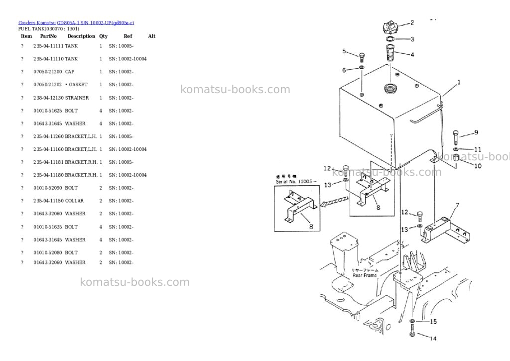 Komatsu gd805a-1 s/n 10002-up Parts catalog cover Page 6 Komatsu gd805a-1 s/n 10002-up Parts catalog cover Page 6