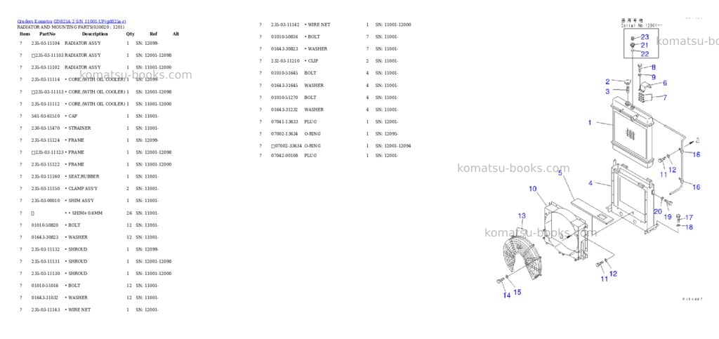Komatsu gd825a-2 s/n 11001-up Parts catalog cover Komatsu gd825a-2 s/n 11001-up Parts catalog cover