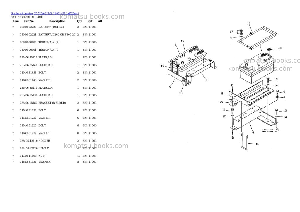 Komatsu gd825a-2 s/n 11001-up Parts catalog cover Page 10 Komatsu gd825a-2 s/n 11001-up Parts catalog cover Page 10