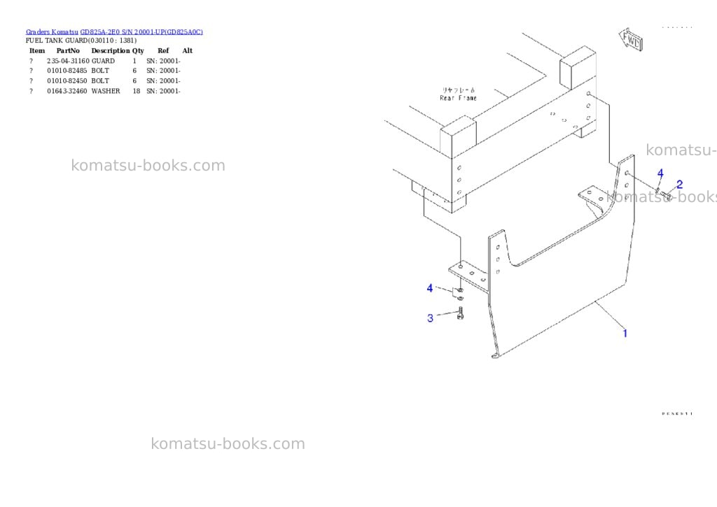 Komatsu gd825a-2e0 s/n 20001-up Parts catalog cover Page 10 Komatsu gd825a-2e0 s/n 20001-up Parts catalog cover Page 10