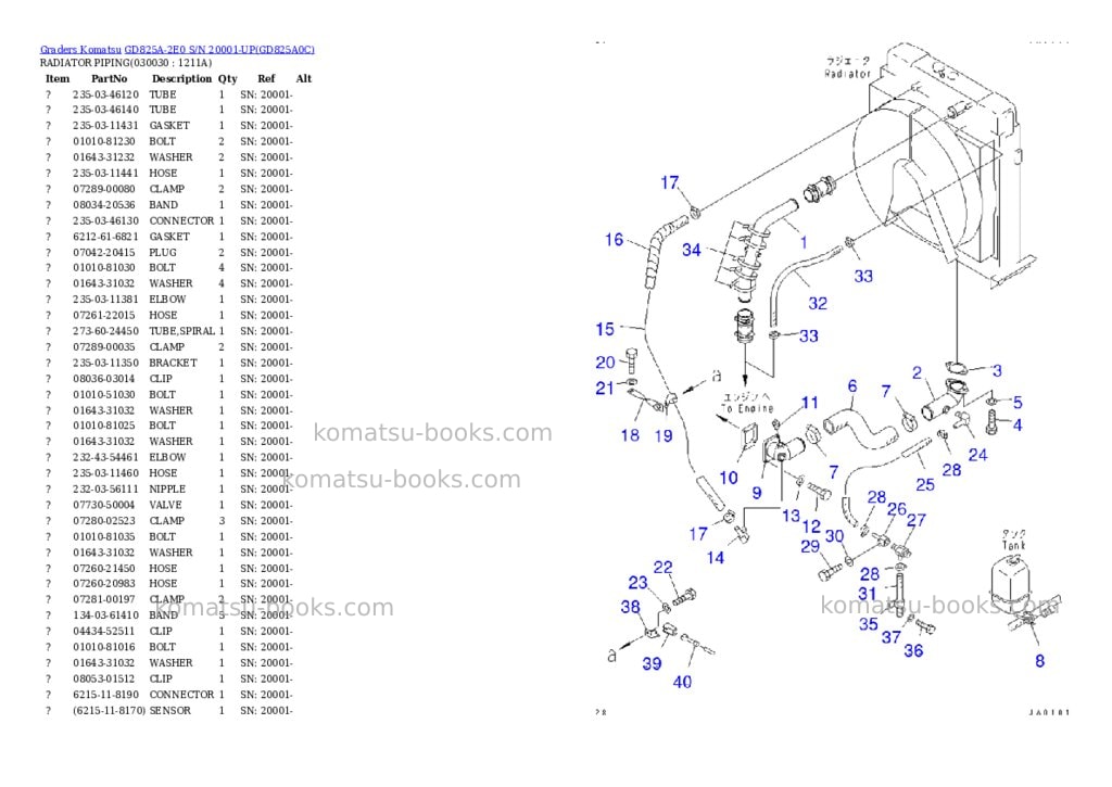 Komatsu gd825a-2e0 s/n 20001-up Parts catalog cover Page 2 Komatsu gd825a-2e0 s/n 20001-up Parts catalog cover Page 2