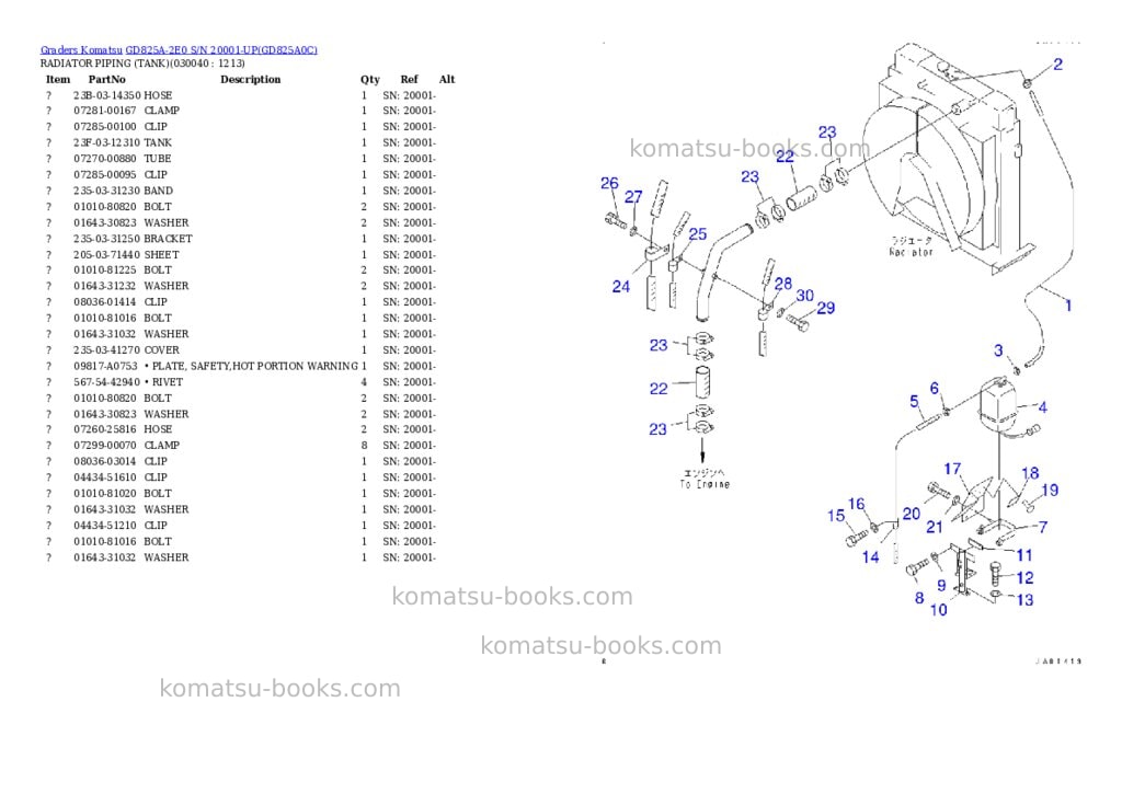 Komatsu gd825a-2e0 s/n 20001-up Parts catalog cover Page 3 Komatsu gd825a-2e0 s/n 20001-up Parts catalog cover Page 3