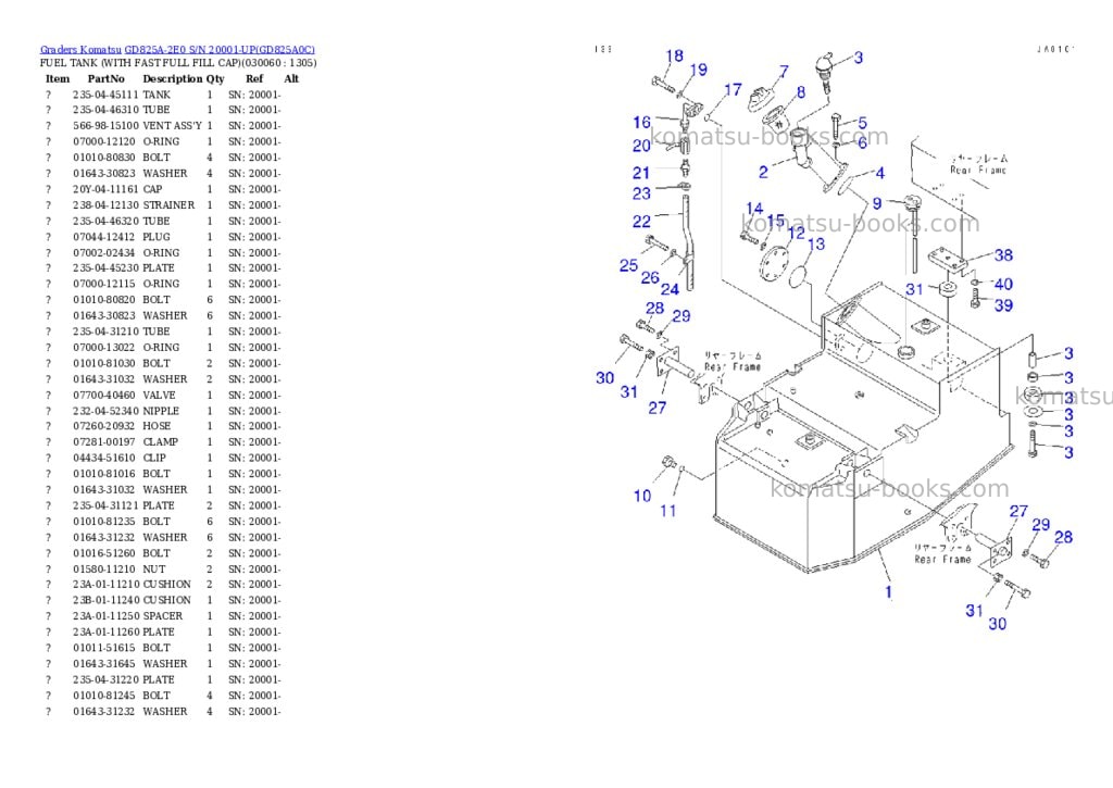 Komatsu gd825a-2e0 s/n 20001-up Parts catalog cover Page 5 Komatsu gd825a-2e0 s/n 20001-up Parts catalog cover Page 5