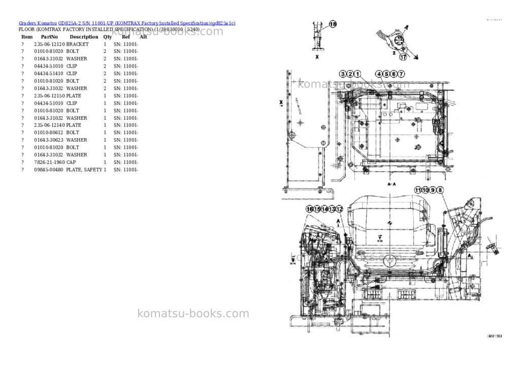 Komatsu GD825A-2 S/N 11001-UP (KOMTRAX Factory Installed Specification) Parts catalog cover Komatsu GD825A-2 S/N 11001-UP (KOMTRAX Factory Installed Specification) Parts catalog cover