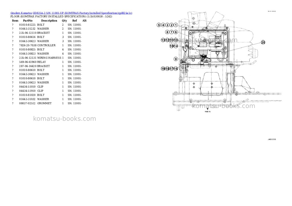 Komatsu GD825A-2 S/N 11001-UP (KOMTRAX Factory Installed Specification) Parts catalog cover Page 3 Komatsu GD825A-2 S/N 11001-UP (KOMTRAX Factory Installed Specification) Parts catalog cover Page 3