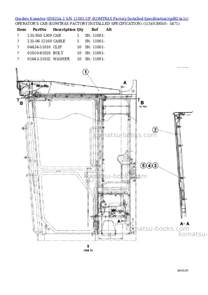 Komatsu GD825A-2 S/N 11001-UP (KOMTRAX Factory Installed Specification) Parts catalog cover Page 5 Komatsu GD825A-2 S/N 11001-UP (KOMTRAX Factory Installed Specification) Parts catalog cover Page 5