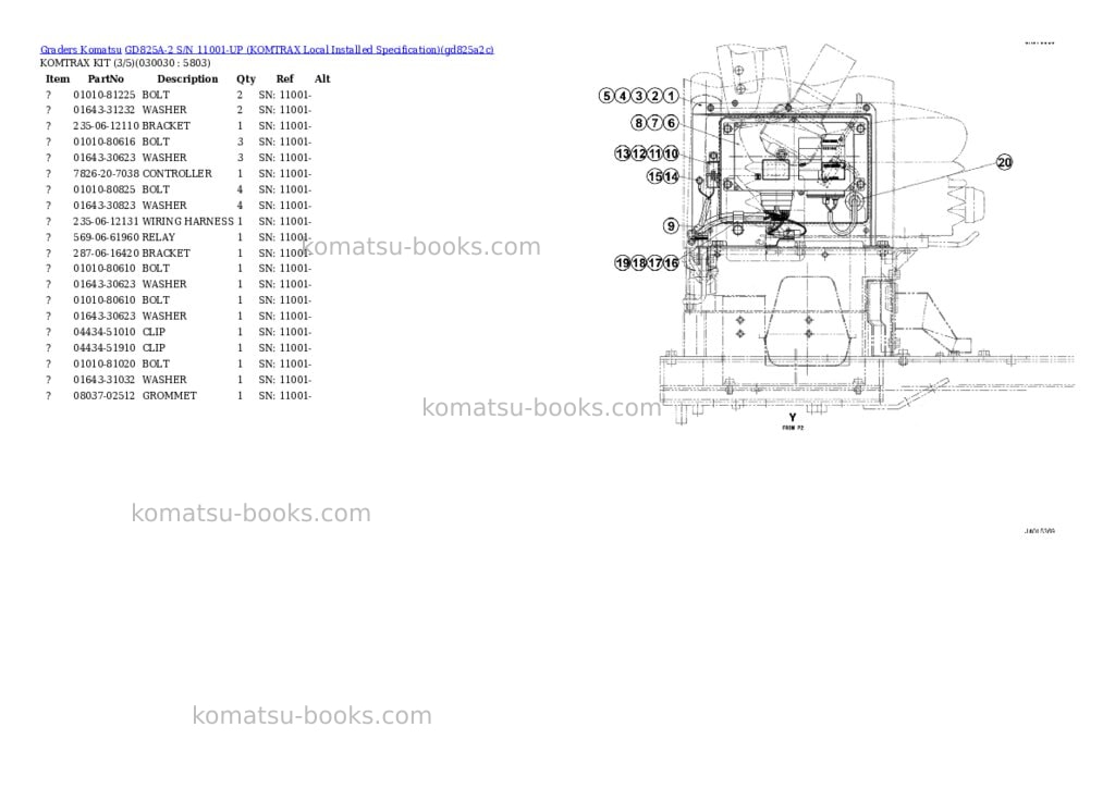 Komatsu GD825A-2 S/N 11001-UP (KOMTRAX Local Installed Specification) Parts catalog cover Page 2 Komatsu GD825A-2 S/N 11001-UP (KOMTRAX Local Installed Specification) Parts catalog cover Page 2