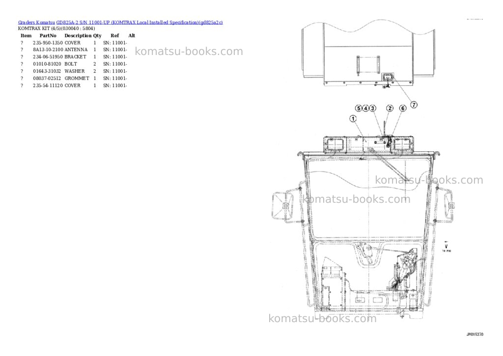 Komatsu GD825A-2 S/N 11001-UP (KOMTRAX Local Installed Specification) Parts catalog cover Page 3 Komatsu GD825A-2 S/N 11001-UP (KOMTRAX Local Installed Specification) Parts catalog cover Page 3