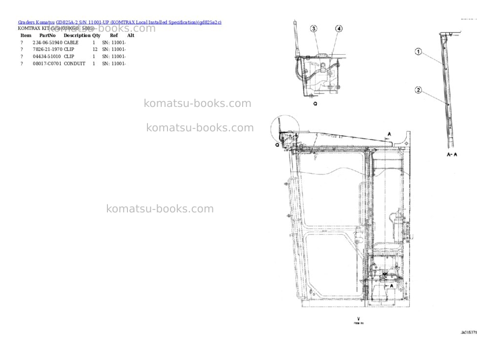 Komatsu GD825A-2 S/N 11001-UP (KOMTRAX Local Installed Specification) Parts catalog cover Page 4 Komatsu GD825A-2 S/N 11001-UP (KOMTRAX Local Installed Specification) Parts catalog cover Page 4