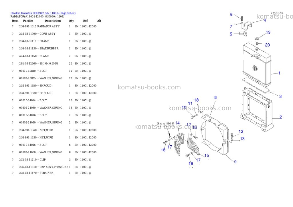 Komatsu gh320-2 s/n 11001-up Parts catalog cover Page 2 Komatsu gh320-2 s/n 11001-up Parts catalog cover Page 2