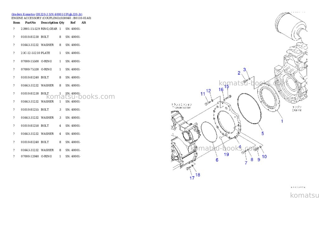 Komatsu gh320-3 s/n 40001-up Parts catalog cover Page 3 Komatsu gh320-3 s/n 40001-up Parts catalog cover Page 3