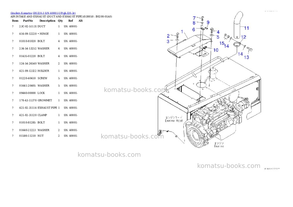Komatsu gh320-3 s/n 40001-up Parts catalog cover Page 4 Komatsu gh320-3 s/n 40001-up Parts catalog cover Page 4