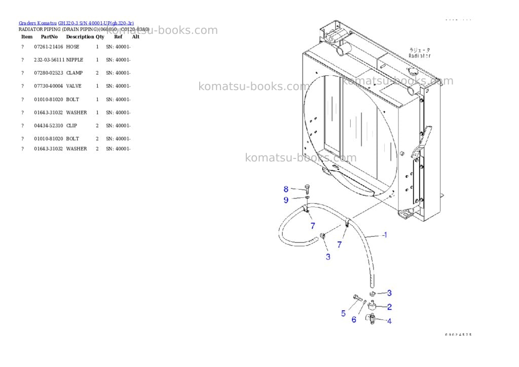 Komatsu gh320-3 s/n 40001-up Parts catalog cover Page 9 Komatsu gh320-3 s/n 40001-up Parts catalog cover Page 9