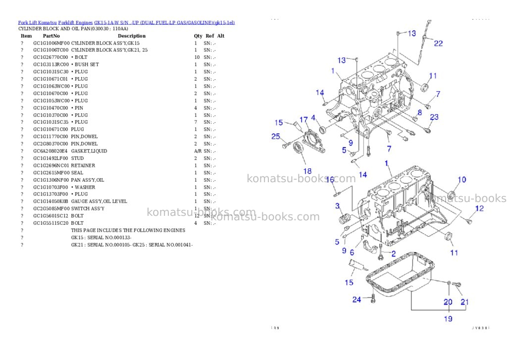 Komatsu GK15-1A-W S/N .-UP (DUAL FUEL-LP GAS/GASOLINE) Parts catalog cover Page 2 Komatsu GK15-1A-W S/N .-UP (DUAL FUEL-LP GAS/GASOLINE) Parts catalog cover Page 2