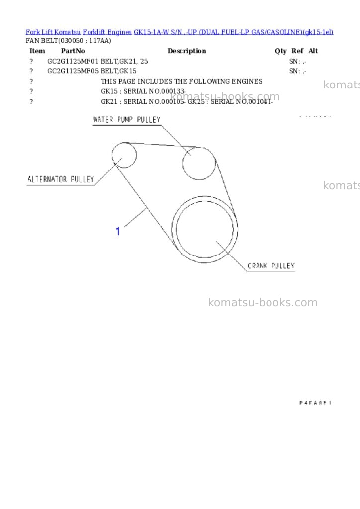 Komatsu GK15-1A-W S/N .-UP (DUAL FUEL-LP GAS/GASOLINE) Parts catalog cover Page 4 Komatsu GK15-1A-W S/N .-UP (DUAL FUEL-LP GAS/GASOLINE) Parts catalog cover Page 4