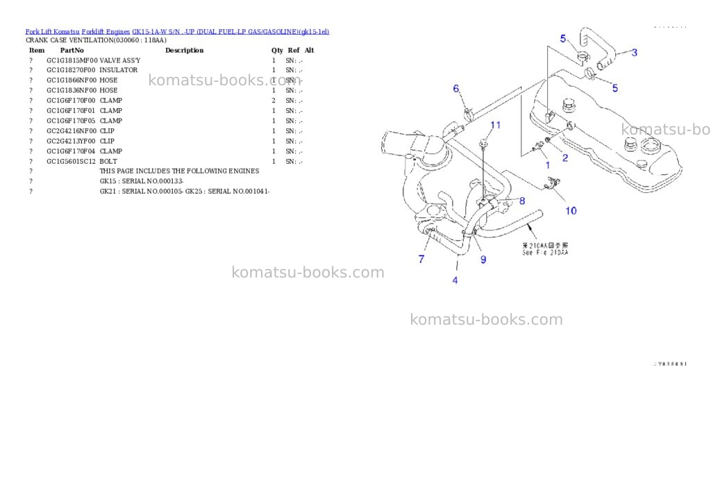 Komatsu GK15-1A-W S/N .-UP (DUAL FUEL-LP GAS/GASOLINE) Parts catalog cover Page 5 Komatsu GK15-1A-W S/N .-UP (DUAL FUEL-LP GAS/GASOLINE) Parts catalog cover Page 5