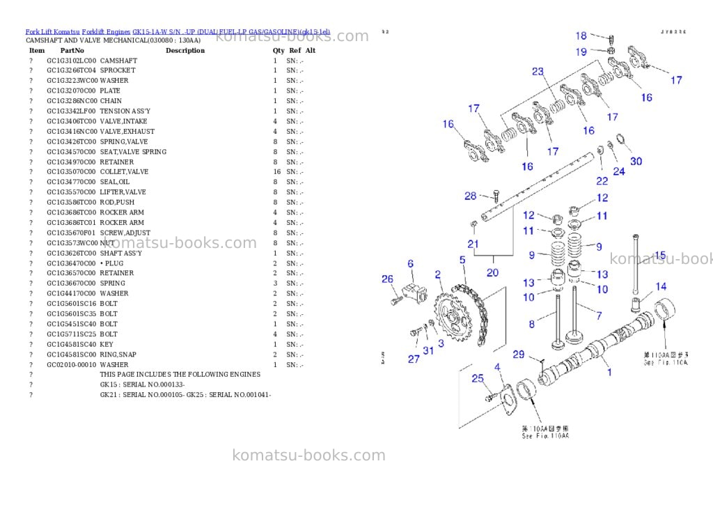 Komatsu GK15-1A-W S/N .-UP (DUAL FUEL-LP GAS/GASOLINE) Parts catalog cover Page 7 Komatsu GK15-1A-W S/N .-UP (DUAL FUEL-LP GAS/GASOLINE) Parts catalog cover Page 7