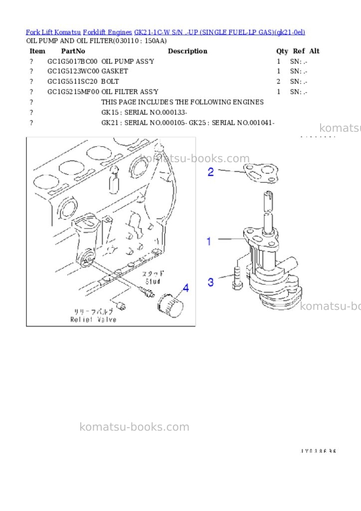 Komatsu GK21-1C-W S/N .-UP (SINGLE FUEL-LP GAS) Parts catalog cover Page 10