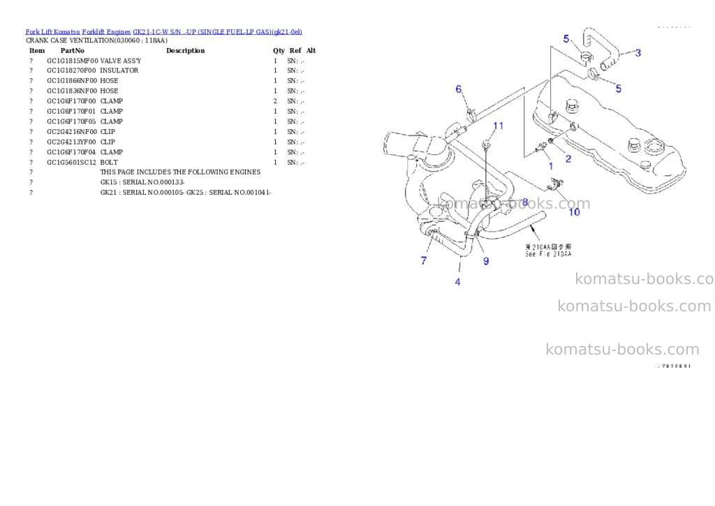 Komatsu GK21-1C-W S/N .-UP (SINGLE FUEL-LP GAS) Parts catalog cover Page 5