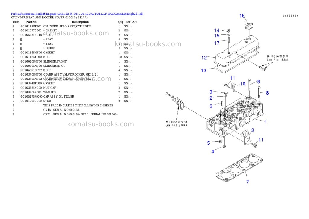 Komatsu GK21-1B-W S/N .-UP (DUAL FUEL-LP GAS/GASOLINE) Parts catalog cover Page 3 Komatsu GK21-1B-W S/N .-UP (DUAL FUEL-LP GAS/GASOLINE) Parts catalog cover Page 3
