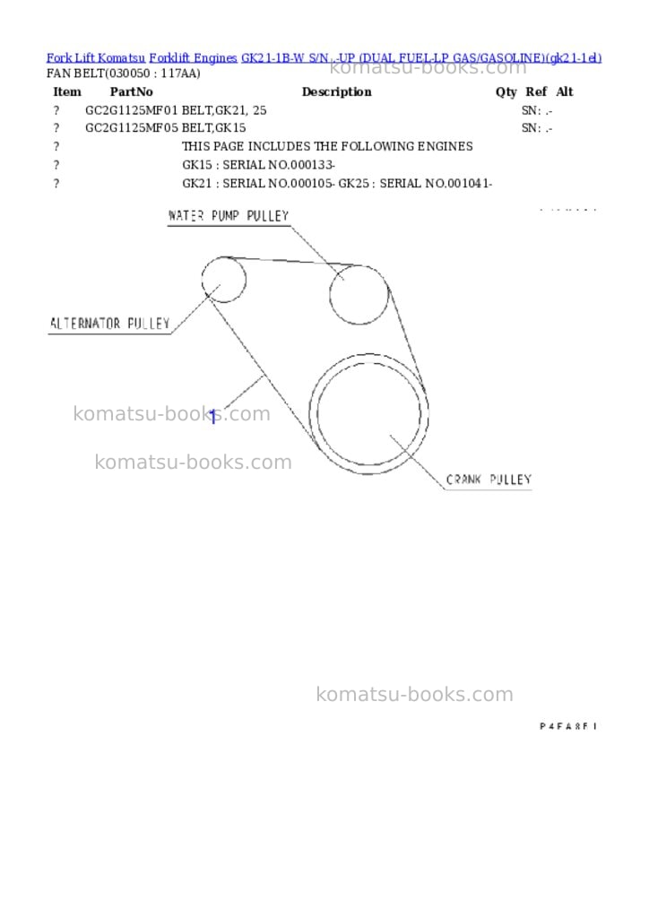 Komatsu GK21-1B-W S/N .-UP (DUAL FUEL-LP GAS/GASOLINE) Parts catalog cover Page 4 Komatsu GK21-1B-W S/N .-UP (DUAL FUEL-LP GAS/GASOLINE) Parts catalog cover Page 4