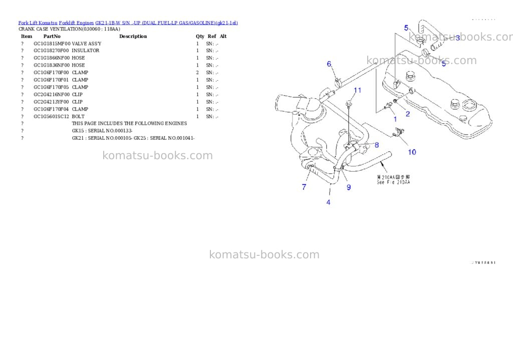 Komatsu GK21-1B-W S/N .-UP (DUAL FUEL-LP GAS/GASOLINE) Parts catalog cover Page 5 Komatsu GK21-1B-W S/N .-UP (DUAL FUEL-LP GAS/GASOLINE) Parts catalog cover Page 5