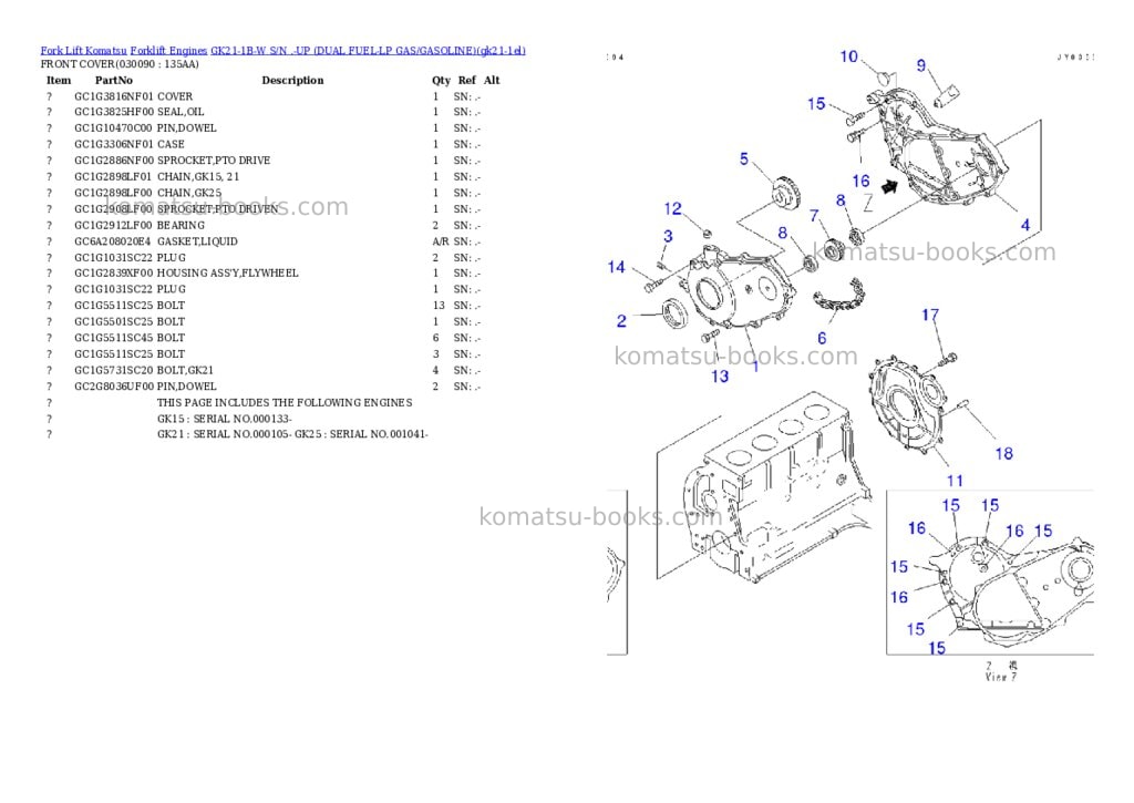 Komatsu GK21-1B-W S/N .-UP (DUAL FUEL-LP GAS/GASOLINE) Parts catalog cover Page 8 Komatsu GK21-1B-W S/N .-UP (DUAL FUEL-LP GAS/GASOLINE) Parts catalog cover Page 8