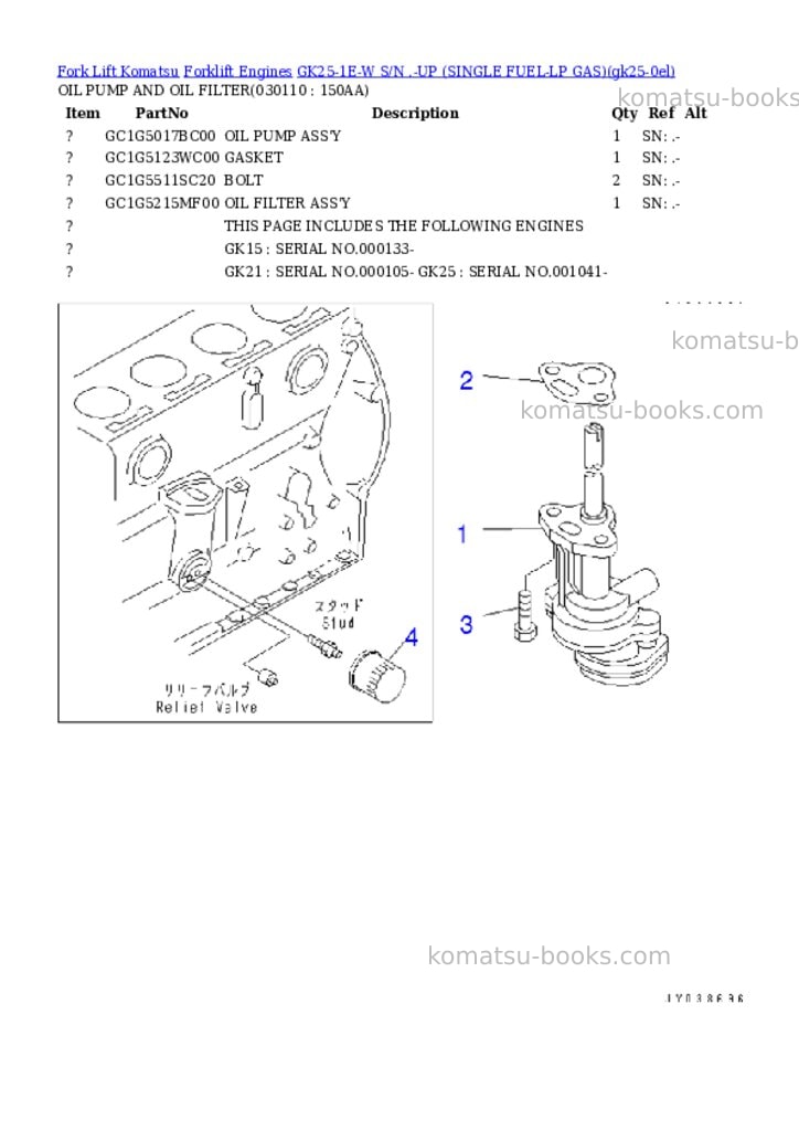 Komatsu GK25-1E-W S/N .-UP (SINGLE FUEL-LP GAS) Parts catalog cover Page 10 Komatsu GK25-1E-W S/N .-UP (SINGLE FUEL-LP GAS) Parts catalog cover Page 10