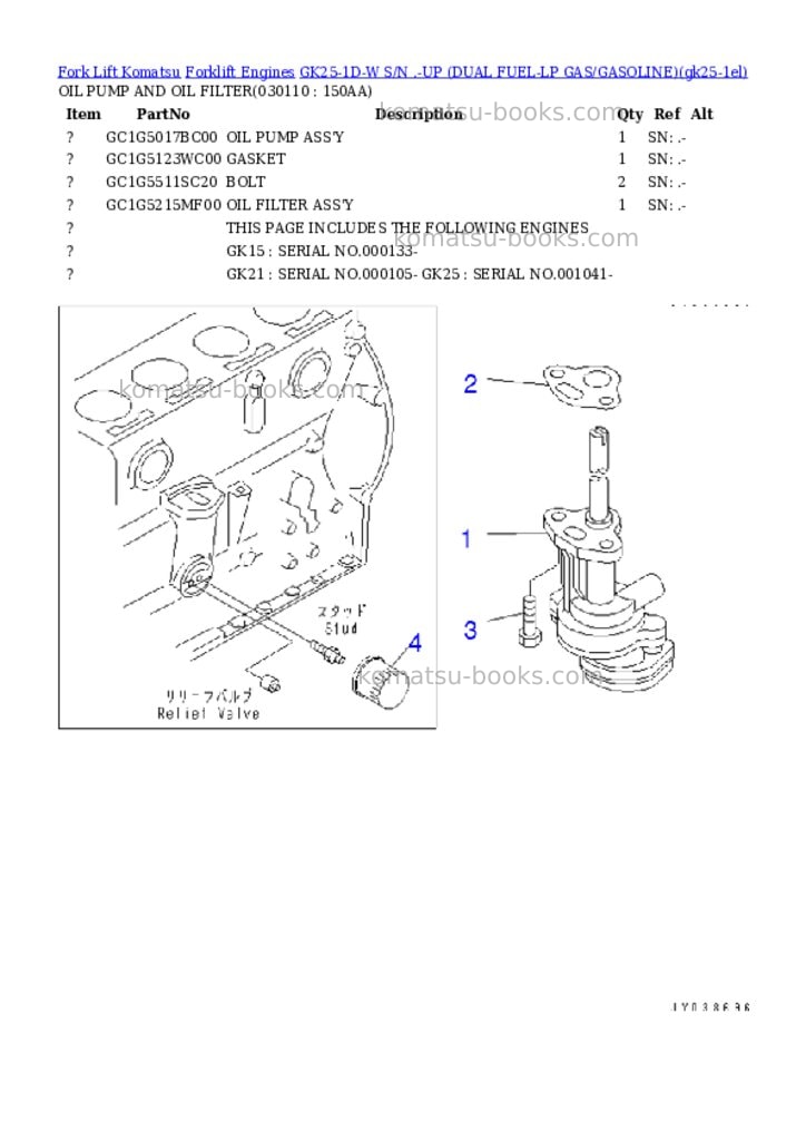 Komatsu GK25-1D-W S/N .-UP (DUAL FUEL-LP GAS/GASOLINE) Parts catalog cover Page 10 Komatsu GK25-1D-W S/N .-UP (DUAL FUEL-LP GAS/GASOLINE) Parts catalog cover Page 10