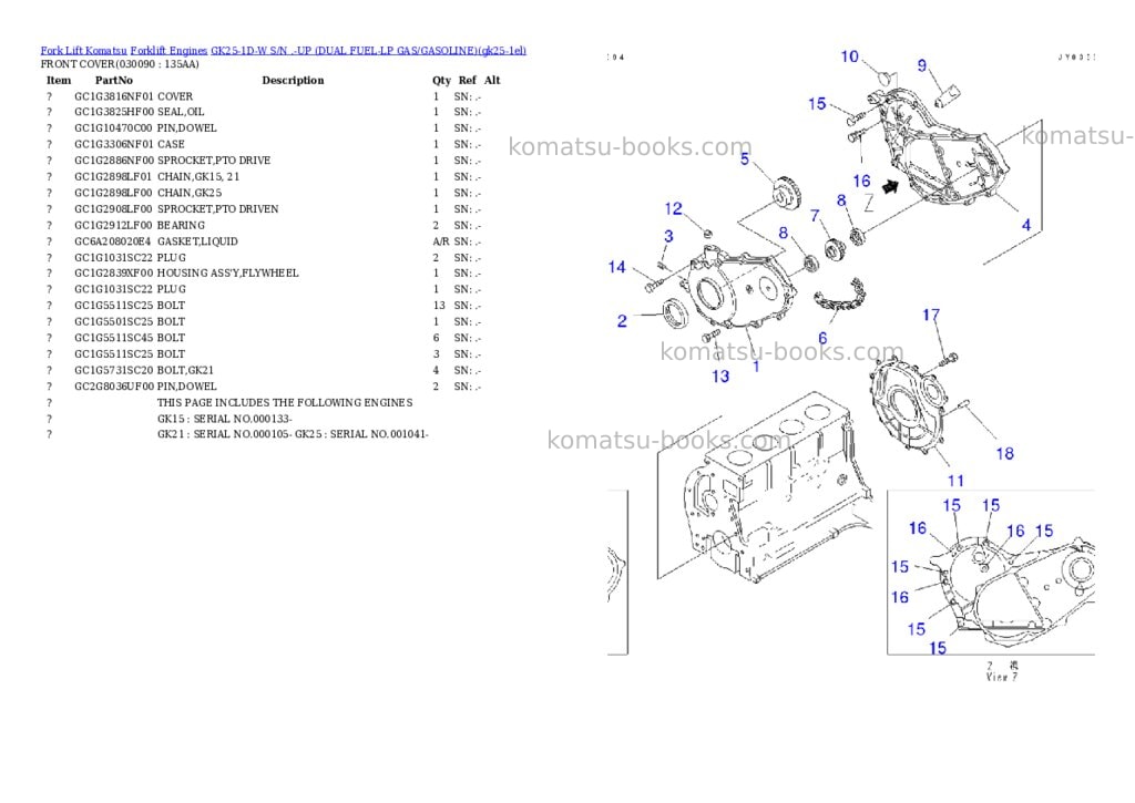 Komatsu GK25-1D-W S/N .-UP (DUAL FUEL-LP GAS/GASOLINE) Parts catalog cover Page 8 Komatsu GK25-1D-W S/N .-UP (DUAL FUEL-LP GAS/GASOLINE) Parts catalog cover Page 8